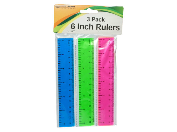 ''3 Pc 6'''' Plastic Colored RULERs''