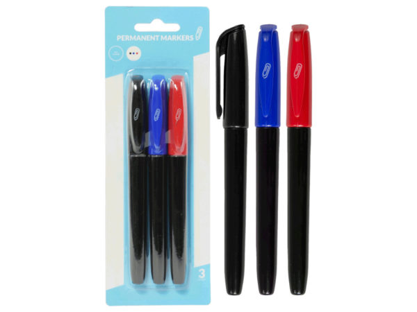 ''Permanent Markers, Black/Blue/Red (3Pk)''