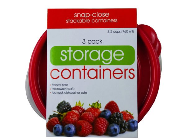 3 Pack Plastic Round FOOD Container