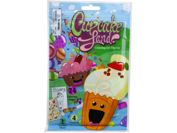 Cupcake Land 24 Page Coloring Pouch with Crayons and STICKERS
