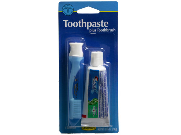 Travel Toothbrush and .85 oz Crest TOOTHPASTE Kit