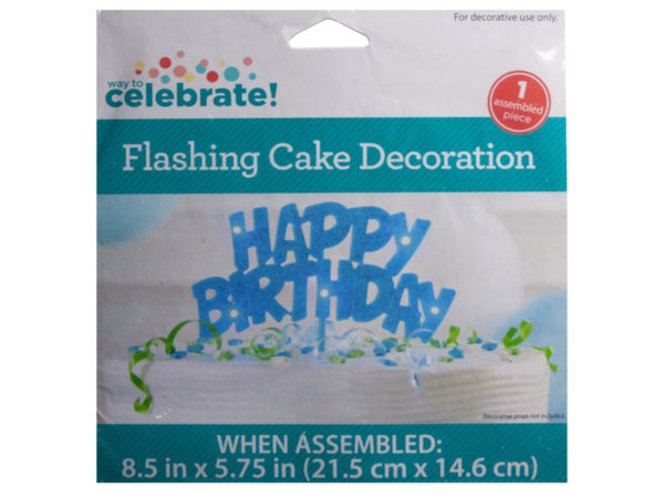 Flashing Cake Decoration HAPPY BirthDAY in Blue