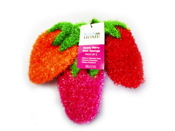 ''3 Pack Strawberry Sponges Red, Orange and Pink''