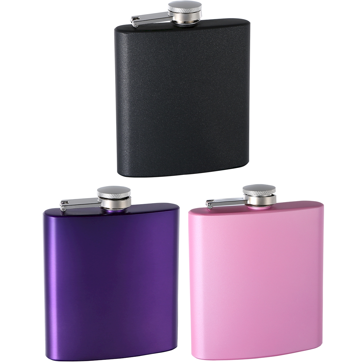 ''6oz Pearlized Painted Hip Flask, ASSORTED Colors''