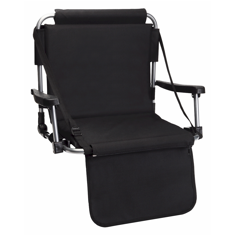 Barton Outdoors Folding CHAIR with Armrests Stadium Style for Bleacher Bench - Black - Padded Cushio