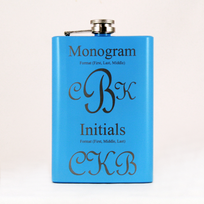 BABY Blue Custom Engraved Flasks