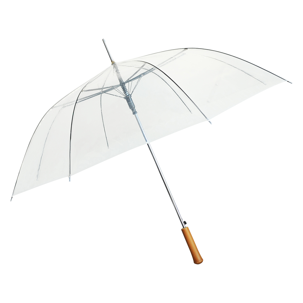 Clear Rain UMBRELLA - 48 Across - Rip-Resistant - Auto Open - Light Strong Metal Shaft and Ribs - Re