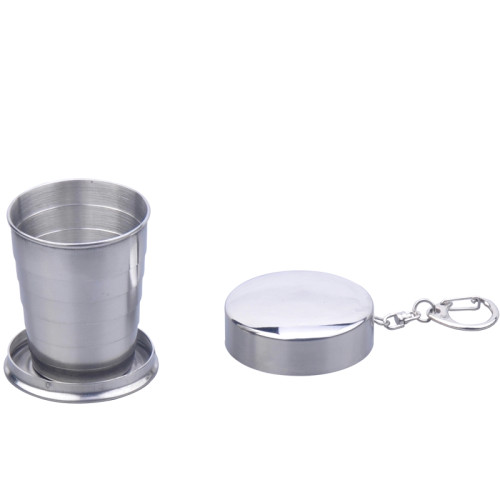Collapsible Cup Outdoor Shot Glass Keychain Camping Folding Metal